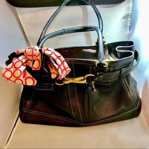 COACH Hampton Handbag Leather BLACK pebbled Bag
